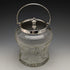 British vintage cut glass biscuit barrel silver plate lid 823g